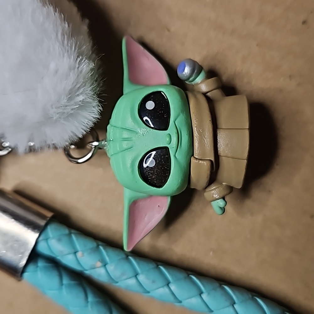 Grogu Doorables keychain with white heart pom pom -Disney -Hand Crafted - Picture 3 of 3